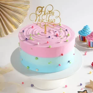 Happy New Year Pink and Blue Cake